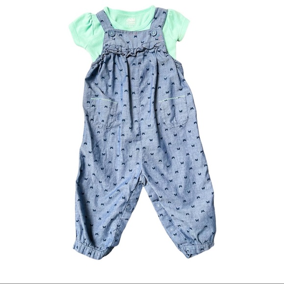 Bundle & save Carters 6-9 month 2 pc overall set, butterflies, - Picture 1 of 2